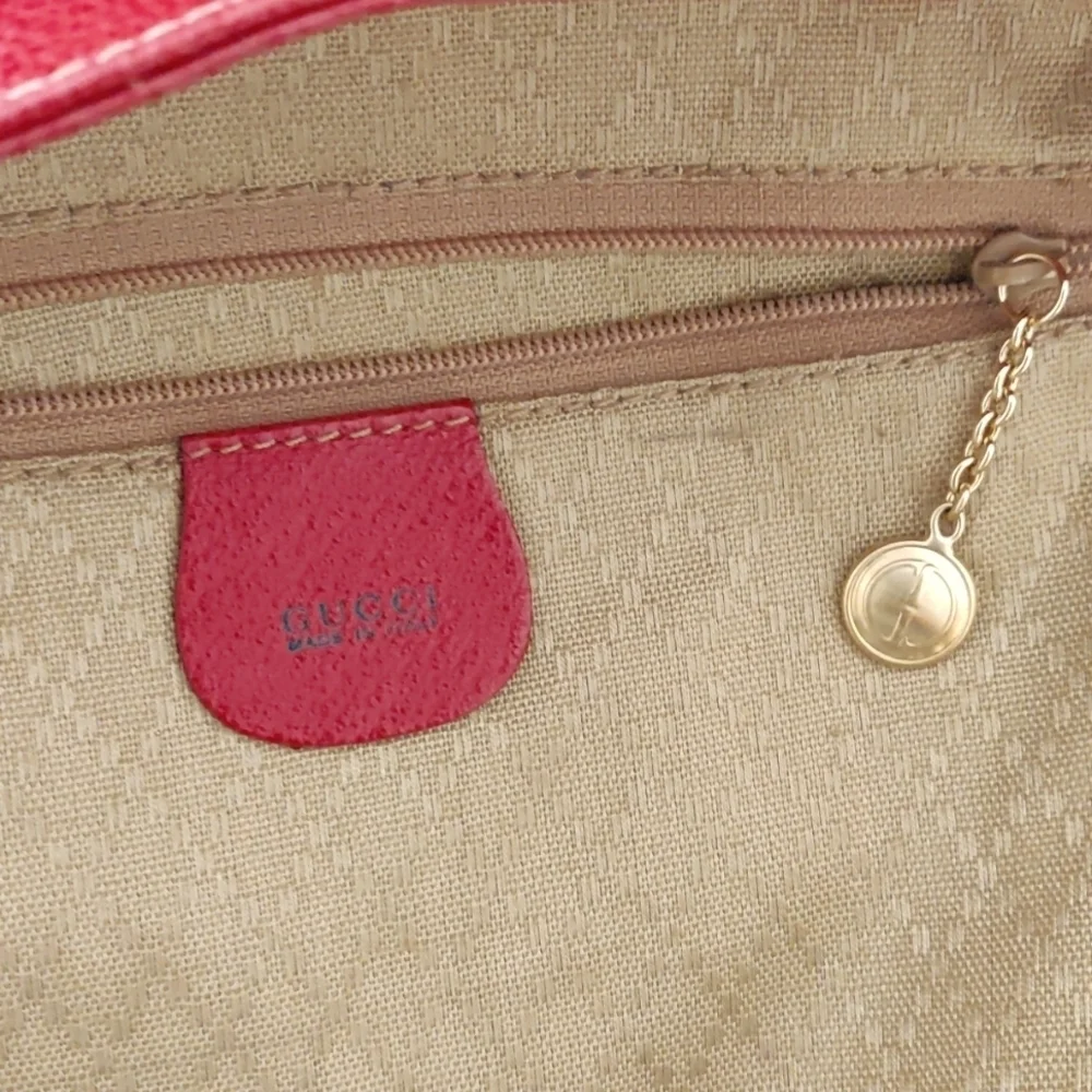 Red Suede Gucci Backpack Vintage Bamboo - Picture 15 of 17